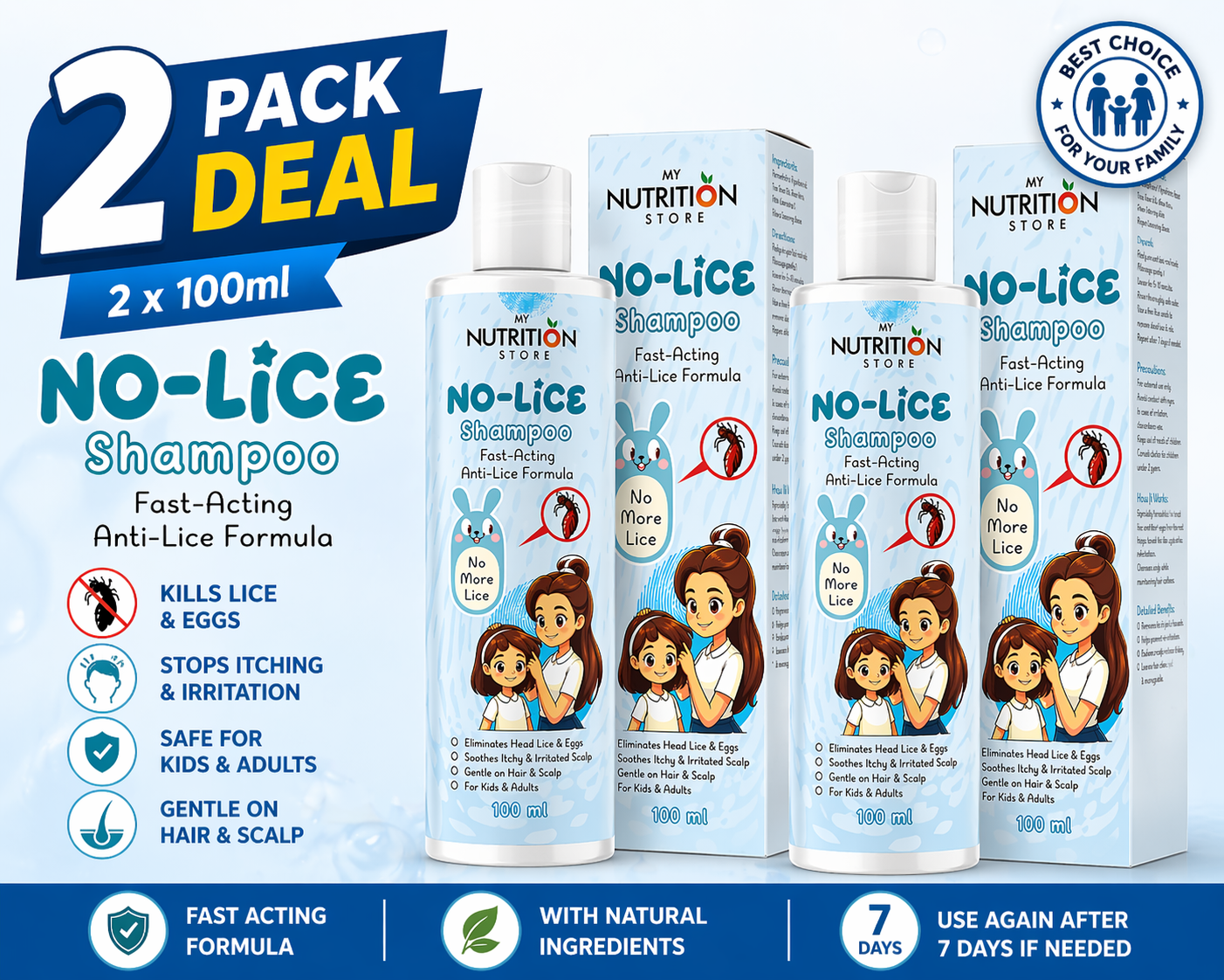 NO-LICE 2 Pack Shampoo – Fast Acting Anti-Lice Treatment