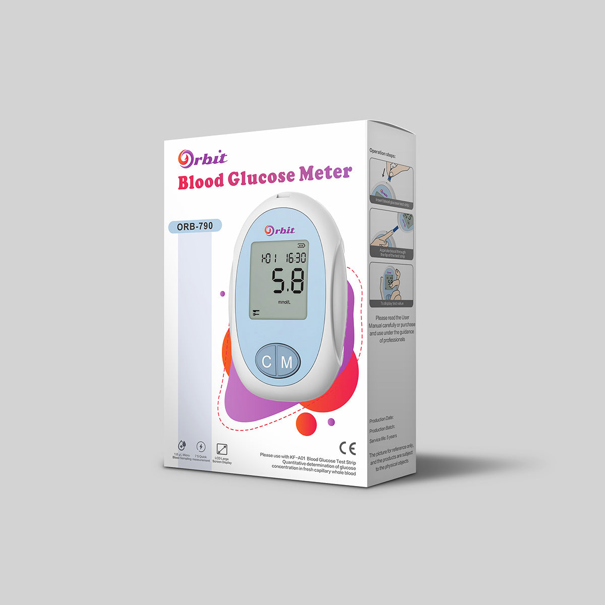 ORBIT BLOOD GLUCOSE METER WITH FOIL PACK STRIPS