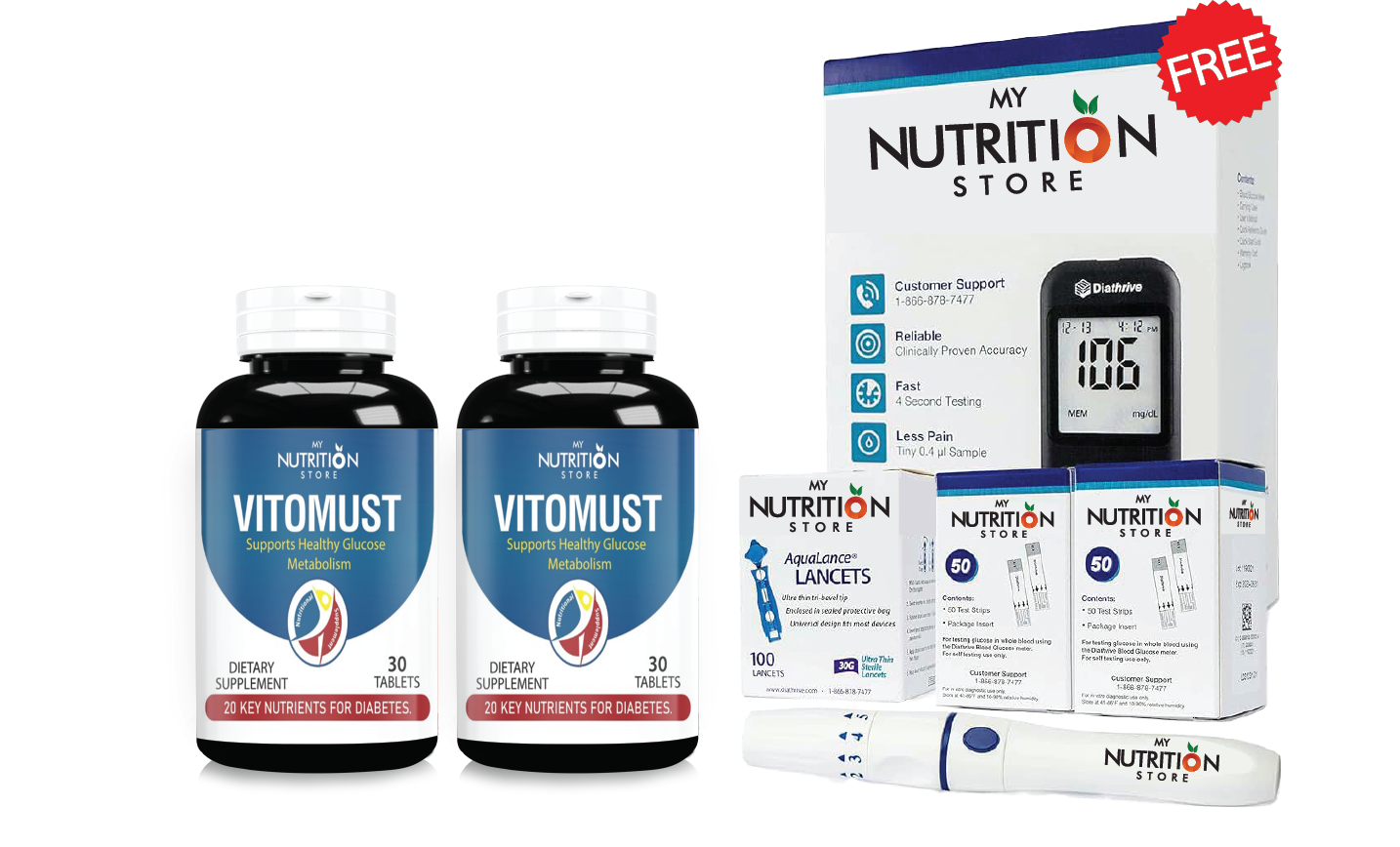 BUY 2 VITOMUST & GET BLOOD GLUCOSE METER FREE Main image
